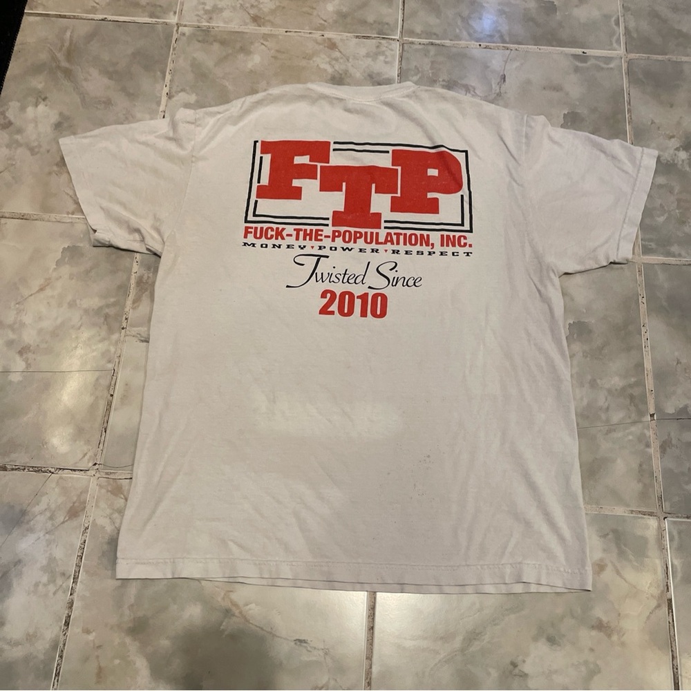 FTP Money Power Respect Tee T-Shirt SZ L Y2K Distressed Grunge Rock Punk Skate